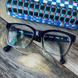 La Eyeworks Black and Gray Glasses
